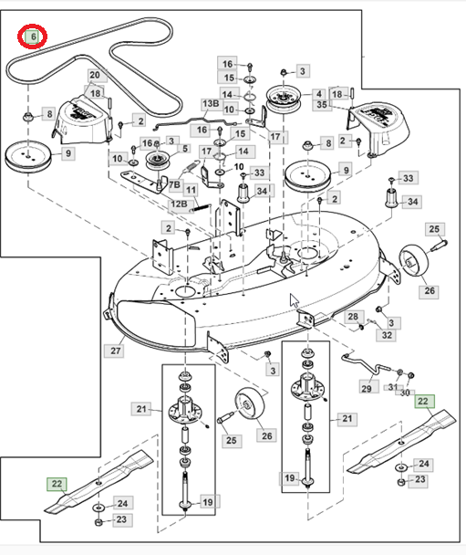 Courroie de coupe 42" john deere X125
