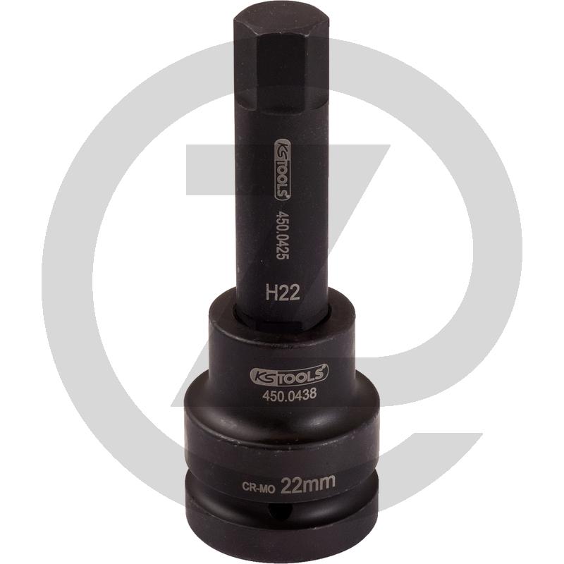 KS Tools - Douille Longue à Chocs 6 Pans 1/2'', 25 Mm